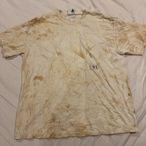 Men's Short Sleeve Tee in White with Brown Tie-Dye Pattern